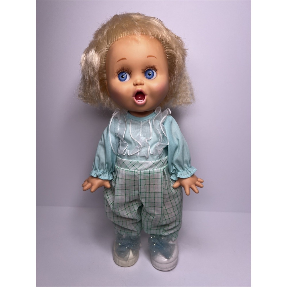 Vintage 1990 Galoob Baby Face So Surprised Suzie #2 Doll Blonde Blue Eyes
